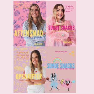 PRE-ORDER Bogpakke med 4 bøger. Sunde Snacks, Opskrifter, Aftensmad og Sunde snacks for børn